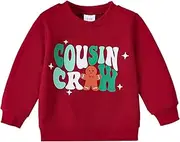 [Meiweileya] Kid Toddler Baby Girl Boy Sweatshirt Christmas Cousin Crew Print Long Sleeve Pullover Top Xmas Fall Winter Outfit