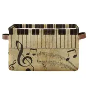 Storage Basket Vintage Music Note Piano Key Storage Cube Box Durable Canvas C...