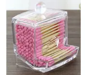 Acrylic Cotton Swabs Storage Holder Box Portable Transparent Makeup Cotton Pad C