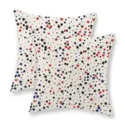 4th of July Pillow Covers 18x18 Set 18" x 18" (Pack of 2) Red Blue Black Stars
