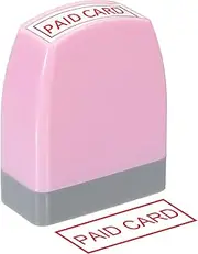 uxcell Paid Card Notice Stamp Self Inking, Red Ink Office Stamps Pre Inked Message Stamp Refillable Business Stamp, Pink