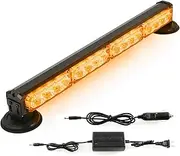 BooYu 19" LED Emergency Strobe Lights Bar Roadside Portable Mini Roof Top Plow Hazard Flash Beacon Warning Light w/Magnetic Base for Trucks/Trailer/Vehicle (Amber)