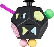12 Sided Fidget Cube,Sensory Dodecagon Fidget Toys,Relief Stress and Anxiety Anti,for Kids and Adults with Autism,ADD,ADHD,OCD(Black)