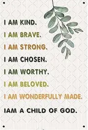 I Am A Child of God metal Tin Poster Bible Verse Wall Art Homeroom Christian Wall Art plaque prayer tin sign 8x12 Inches