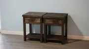 Dark Walnut Farmhouse-style Nightstand with Drawer & Shelf/ Cabin-style