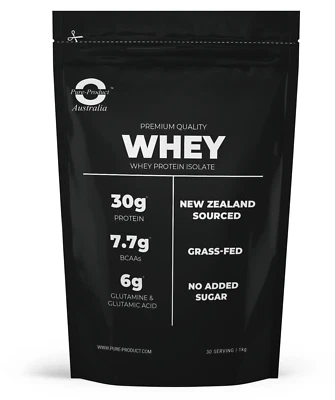 2KG 100% WHEY PROTEIN ISOLATE UNFLAVOURED - PURE AU GRASS-FED WPI 2 x 1KG