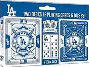 MasterPieces Officially Licensed MLB Los Angeles Dodgers 2-Pack Playing Cards & Dice Set for Adults
