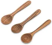 FAAY Mini Seasoning - Condiment Teak Spoons for Sugar Salt Tea Coffee Spices Honey Jam Mastard (1/2 Tea - Spoon x 3)