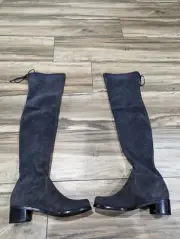 Stuart Weitzman Midland stretch suede over the knee boots new w box dark gray 37