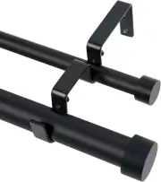 Black Double Curtain Rods 72 to 144 Inch(6-12ft) 1'' Window Telescoping