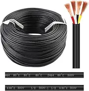 30/60FT 24 Gauge 4 Core Electrical Wire 18~28AWG Pure Copper Wire Wrapped in PVC Jacket Wire Flexible Extension Multi-core Electronic and Electrical Internal Wiring UL2464(30FT,22AWG-4C)