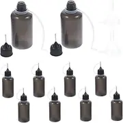 CHILDWEET 10pcs Plastic Bottle Flask Funnel for Small Condiment Squeeze Bottles Packets Glue Bottle Shaker Kit Clear Bottles with Pump Applicator Bottles Daily Needle Bottle Black