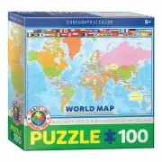 Eurographics puzzle world map, children's puzzle, 100 pieces, 48 x 33 cm, 610...