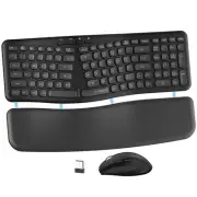 Ergonomic Wireless Keyboard and Mouse Combo, Split Design with Detachable Wri...