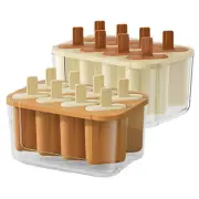 8-Hole Frozen Popsicle Molds, Ice Cream Pop Maker Freezer Tray Fruit Kit