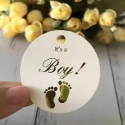 50x Gold Foil Baby Girl Baby Boy Baby Shower Gift Tags Baby Feet Favor Box Tags