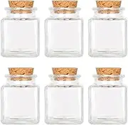 Magic Season Decorative Glass Bottle with Cork Stoppers (50 ml Square Bottles / 6 Pcs)