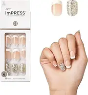imPRESS KISS Press-On Manicure, Nail Kit, PureFit Technology, Short Press-On Nails, Time Slip, Includes Prep Pad, Mini File, Cuticle Stick, and 30 Fake Nails
