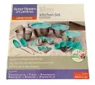 BH&G Stainless Steel 23 Pc Kitchen Set Mixing Bowls Lids Colander Measures Teal