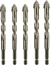 Four-Flute Serrated Eccentric Drill Bit Set, High Hardness Skewed Head, Flute Serrated Eccentric Drill Bit Kit, 4 Edge Drill Bits for Concrete Metal Brick Wood 4+5+6+8+10+12mm