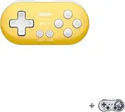 8BitDo Zero 2 Bluetooth Gamepad Key Chain Sized Mini Controller for Switch, Windows, Android, macOS with a Commemorative Brooch(Yellow edition)