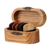 Guitar Pick Holder with Wooden Pick,Wood Guitar Pick Display Case,Mini Guitar Pick Box Photo color