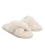 Radley London Cuba Street Shearling Crossover Cream Slippers with Gift Box - NWT
