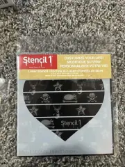 Stencil 1 5.75 in x 6 in.Heart Stripes Laser Stencil Set Of 3! New In Package