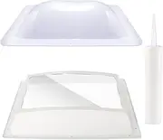 XMK RV Skylight Replacement Bundle,RV Skylight Outer Dome 18"x26" OD Skylight Fit 14"x22" Skylight Opening Replacement Trailer Camper,RV Skylight Inner Dome with Window 14"x22"+Lap Sealant(White)