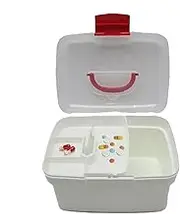 Med Box - Medicine Box with Handle - Empty Carrying Case with Detachable Tray and Locking Lid, Health Supplies for Home Car Dorm Camping