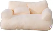 Calming Pet Sofa, Dog Sofas & Chairs, Calming Dog Bed Fluffy Plush pet Sofa, Large Memory Foam pet Orthopedic Dog Bed, with Removable Washable Cover (Beige, XXL)