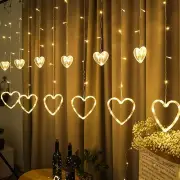 NNETM Waterproof Heart-Shaped LED Curtain String Lights - 138 LEDs, 8 Flashing Modes