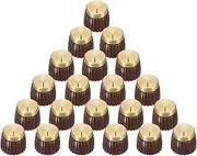 uxcell 20Pcs Guitar Amplifier Push on Fit Knobs for 6mm/0.24" Dia Potentiometer, Control Knob Brown-Gold for Volume Tone Control, Guitar Bass Parts, Chrome