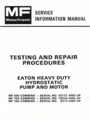 Massey Ferguson MF-550 750 760 Combine Eaton Pump Motor Test Service Manual
