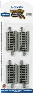 Bachmann 44530 HO NS 1/3 Section 18" Radius Curved E-Z Track (Pack of 4)