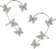 [VALICLUD] Fairy Tassel Ear Clip Holder Helix Lip Bar Ring Ears Ear Jewelry Wipes Piercings Hooks No Ear Clamp Tassel Women Ear Cuff Ear Cuff Silver Alloy