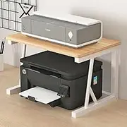 MegLob 2-Tier AV Media Stand, Office Desktop Gaming Entertainment Center Rack, Heavy Duty Printing Device Organizer, Video Game Console Shelf, Stereo Audio Cabinet for Printer & Copier,Oak Color