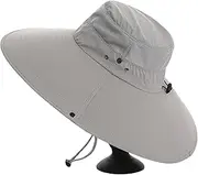 [CLSQLXYJZC] Outdoors Large Brimmed Fishing Hats, Men Wide Brim Lightweight Breathable Adjustable Summer Mesh Sun Protection Hat, for Fishing Foldable Safari Boonie Hat (Color : Light Grey)
