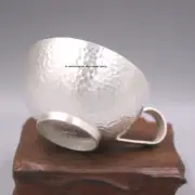 Solid S999 Fine Silver Tea Cup Handmade Hammer Vintage Mug Coofee Cup 3.2inchH
