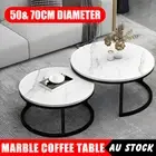 Set of Coffee Table Round Marble Nesting Side End Wooden Round Table Furnitures