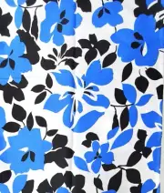 Royal blue black white PolyCotton stretch Fabric 1.75 yds X 46"