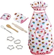 ERINGOGO 1 Set Cooking Apron Chef Costume for Educational Role Play Kitchen with Hat for Baking Imaginative Play and Early Learning
