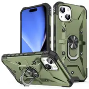 For iPhone 15 TPU+ PC Protective Phone Case Ring Holder Kickstand Back Cover