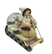 Plum Pudding by Heather Hykes Waterglobe Snowmen Sledding 8129