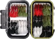 wifreo 30/90PCS Wooly Bugger Fly Fishing Lures Streamer Assortment with Waterproof Fly Box