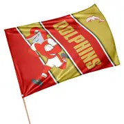 Dolphins NRL Retro Mascot Design GAME DAY Pole Flag Banner
