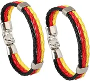 Pack of 2 Leather Bracelets, Braided Leather Flag, Stylish Bracelet, Football World Cup & European Championship Country Flag Bangle