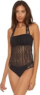 [BECCA] Women's Color Play Tankini, Adjustable, Tie Back, Swimsuit Tops