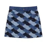 Chloe Girls Denim Blue Scallop Patchwork Detail Skirt