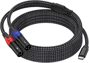 Seefeful USB C to Dual XLR Male Audio Cable, 6.6 FT, USB-C to 2 XLR Male Stereo Power Amplifier, Mobile Phone to Active Speaker, Power Amplifier Audio Cable